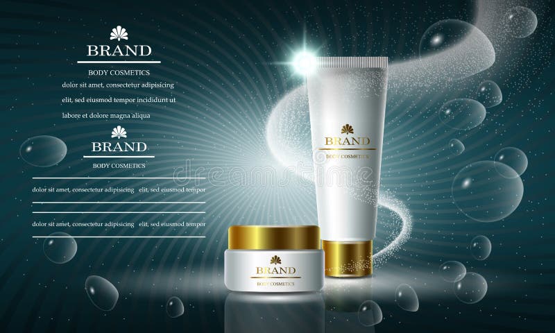 Cosmetics beauty series, ads of premium body cream for skin care. Template for design poster, placard, presentation, banners, cover, vector illustration. Cosmetics beauty series, ads of premium body cream for skin care. Template for design poster, placard, presentation, banners, cover, vector illustration.