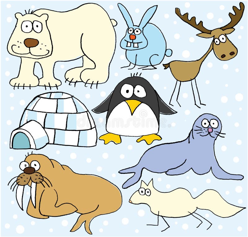 Set of arctic animals - vector illustration. Set of arctic animals - vector illustration.