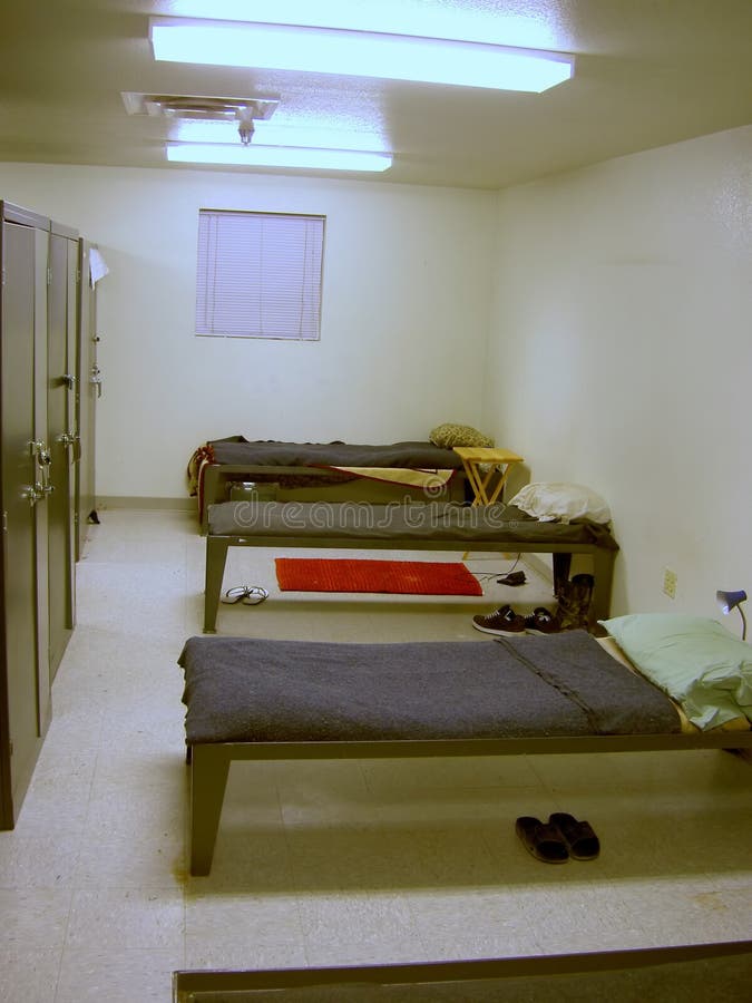 Photo of the sleeping area in a correctional facility. Photo of the sleeping area in a correctional facility.