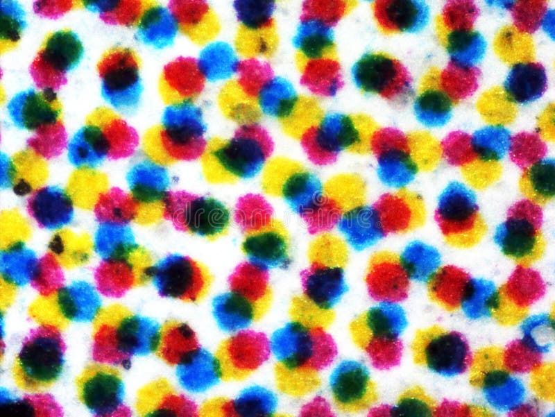 Photomicrograph of colour halftone print dots made through an optical microscope. Photomicrograph of colour halftone print dots made through an optical microscope