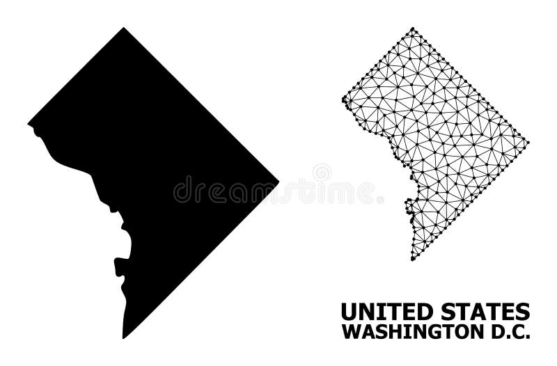 Solid and mesh vector map of Washington DC. Linear carcass flat polygonal mesh in vector format, geographic templates for economical illustrations. Illustrations are isolated on a white background. Solid and mesh vector map of Washington DC. Linear carcass flat polygonal mesh in vector format, geographic templates for economical illustrations. Illustrations are isolated on a white background.