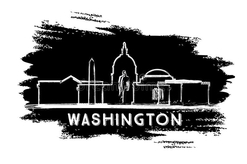 Washington DC Skyline Silhouette. Hand Drawn Sketch. Vector Illustration. Business Travel and Tourism Concept with Historic Architecture. Image for Presentation Banner Placard and Web Site. Washington DC Skyline Silhouette. Hand Drawn Sketch. Vector Illustration. Business Travel and Tourism Concept with Historic Architecture. Image for Presentation Banner Placard and Web Site.