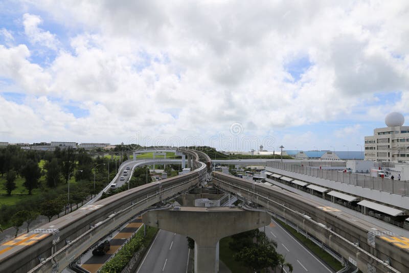 单轨铁路车轨道在冲绳岛,日本 库存照片 单轨铁路车轨道在冲绳岛,日本 库存照片