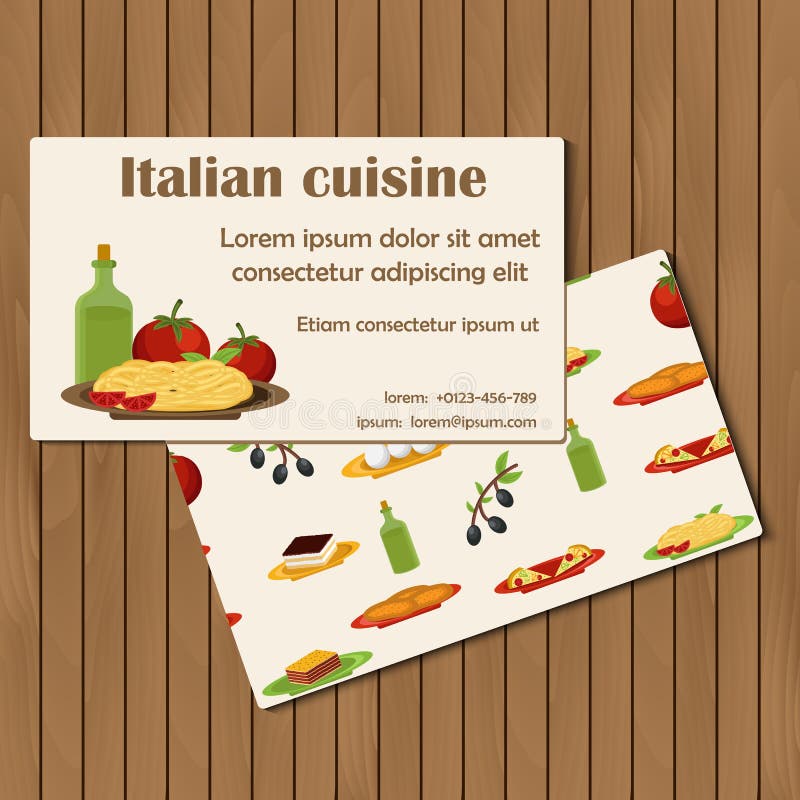 Template for cards on cartoon italian food theme for your design. Template for cards on cartoon italian food theme for your design