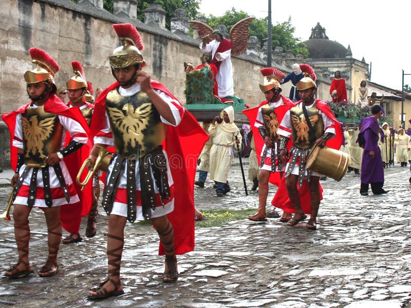 Procession of Roman Soldiers during Holy Week in Antigua, Guatemala. Procession of Roman Soldiers during Holy Week in Antigua, Guatemala