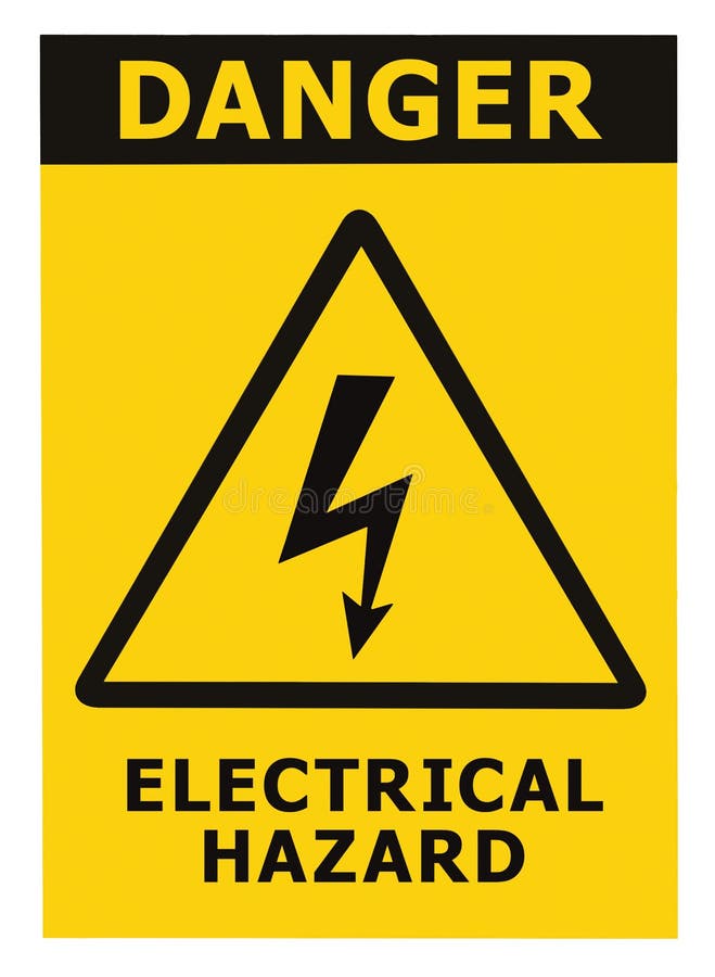 Danger Electrical Hazard Triangle Sign With Text, Isolated. Danger Electrical Hazard Triangle Sign With Text, Isolated