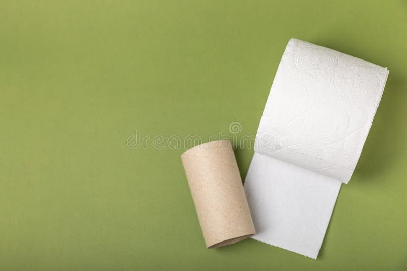 Empty toilet paper roll. Rolls of toilet paper on background. Paper tube of toilet paper. Place for text. Copy space. Flat lay. Eco-friendly reuse recycle. Empty toilet paper roll. Rolls of toilet paper on background. Paper tube of toilet paper. Place for text. Copy space. Flat lay. Eco-friendly reuse recycle