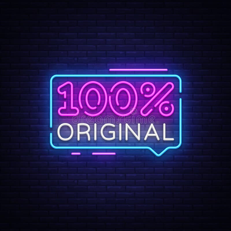 100%原始的霓虹文本传染媒介设计模板 100原始的霓虹灯广告,五颜六色轻的横幅设计的元素 库存例证 100%原始的霓虹文本传染媒介设计模板 100原始的霓虹灯广告,五颜六色轻的横幅设计的元素 库存例证