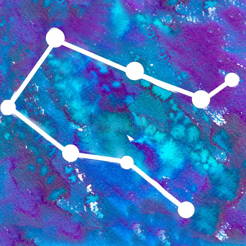 双子座. 生肖符号. 水彩星形符号双子星座的艺术绘画. 星座 图库摄影