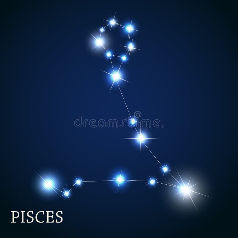 双鱼座美丽的明亮的星的黄道带标志 向量例证