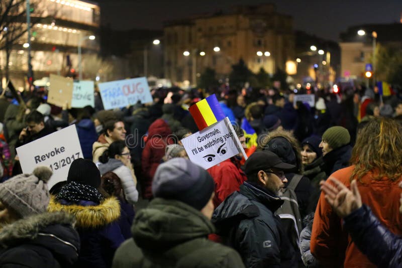 反对腐败和罗马尼亚政府的抗议 库存图片 反对腐败和罗马尼亚政府的抗议 库存图片