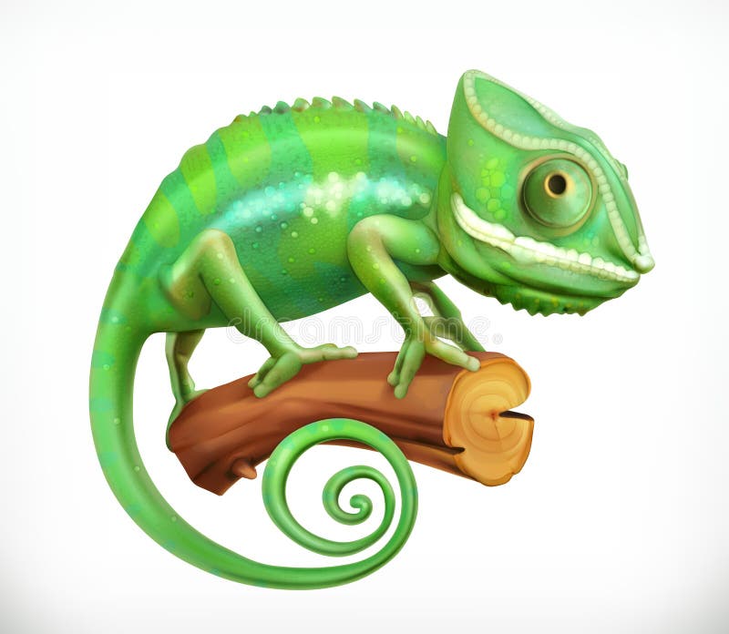 Green chameleon. 3d vector icon. Green chameleon. 3d vector icon