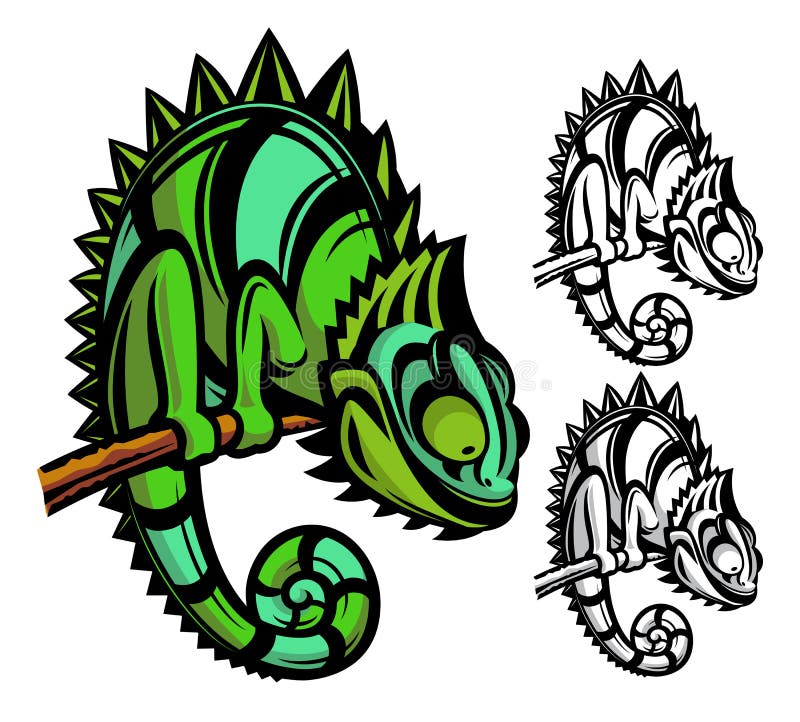 Chameleon cartoon character isolated on white background. Chameleon cartoon character isolated on white background