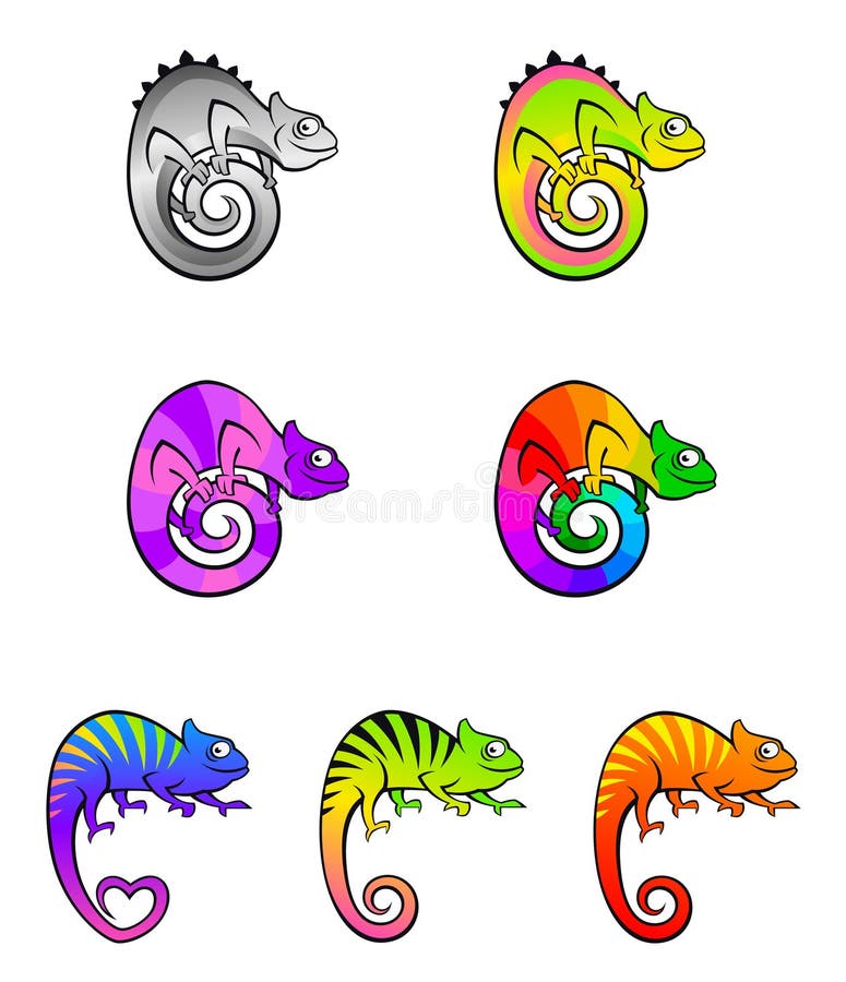 Set of colorful chameleon on a white background. Set of colorful chameleon on a white background