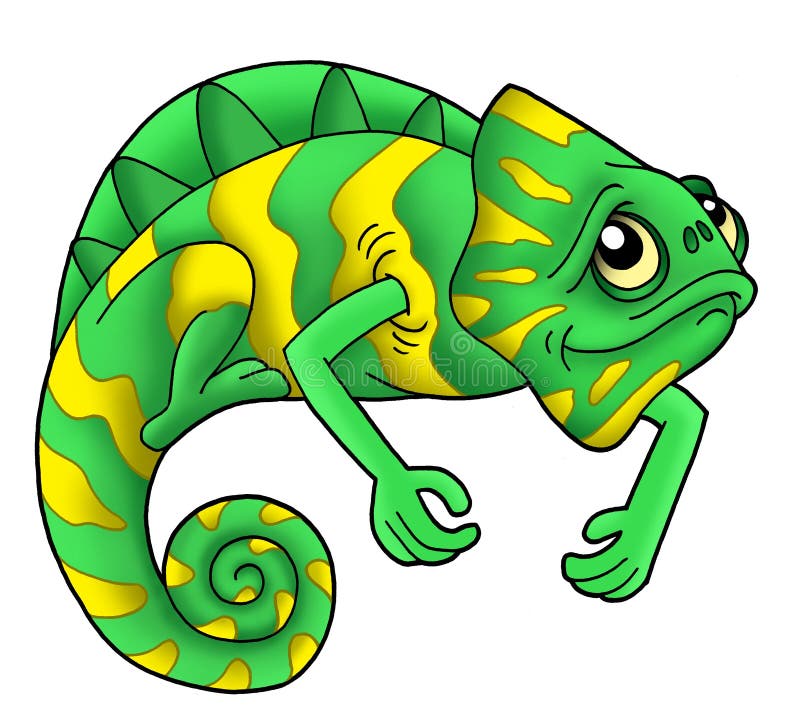 Green chameleon on white background - color illustration. Green chameleon on white background - color illustration.