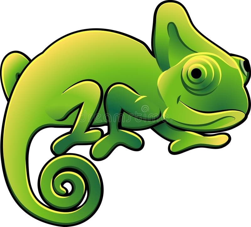 A vector illustration of a cute chameleon lizard. A vector illustration of a cute chameleon lizard