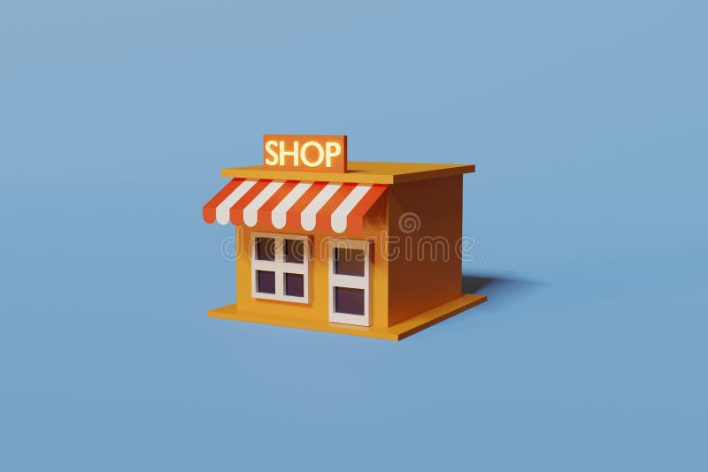 Cute minimalist style shop. and creative 3D render illustration. Cute minimalist style shop. and creative 3D render illustration