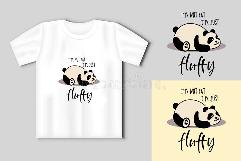 可爱熊猫. 带有有趣题词的简单平图标. T恤模拟的滑稽印花 皇族释放例证