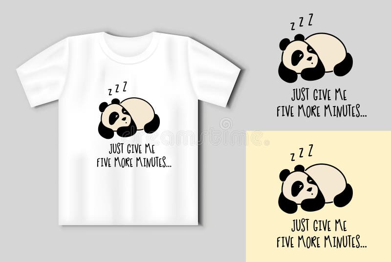 可爱熊猫. 带有有趣题词的简单平图标. T恤模拟的滑稽印花 皇族释放例证