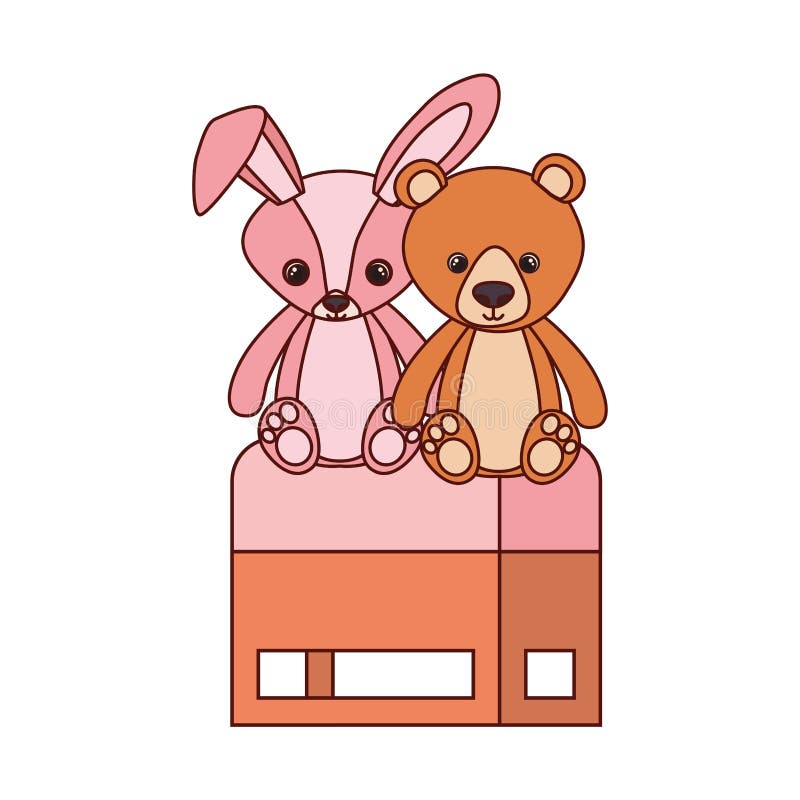 可爱的熊和兔子玩具