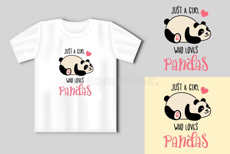 可爱的熊猫. . 用T恤实体模拟的可爱插图 皇族释放例证