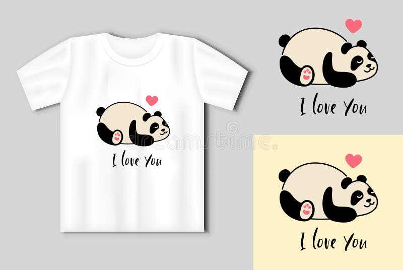可爱的熊猫. . 穿T恤的情人节概念 皇族释放例证