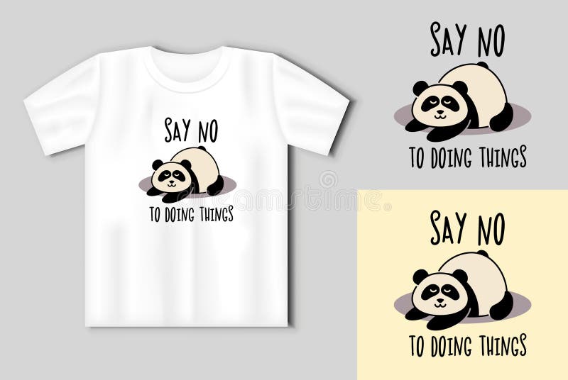 可爱的熊猫. 简单的平面图标,上面有有趣的铭文 皇族释放例证