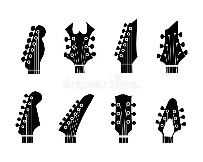 Vector silhouettes of the guitar neck on a white background. Vector silhouettes of the guitar neck on a white background