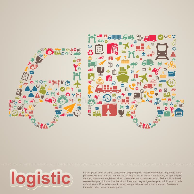 Logistic distribution and transportation delivery infographic template layout design background icon in truck shape banner page for website or brochure, create by vector. Logistic distribution and transportation delivery infographic template layout design background icon in truck shape banner page for website or brochure, create by vector