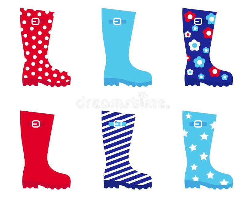 Collecton of wellies boots accessories. Vector illustration. Collecton of wellies boots accessories. Vector illustration.