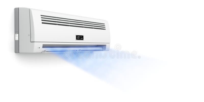 Air conditioner blowing cold air on white background. Air conditioner blowing cold air on white background