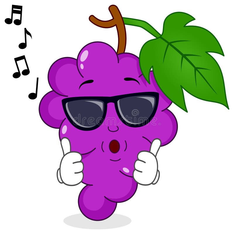 A cool cartoon violet bunch of grapes character whistling with sunglasses, isolated on white background. Eps file available. A cool cartoon violet bunch of grapes character whistling with sunglasses, isolated on white background. Eps file available.