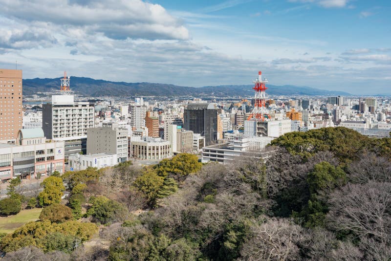 和歌山市景,从日本和歌山城看 免版税库存照片 和歌山市景,从日本和歌山城看 免版税库存照片