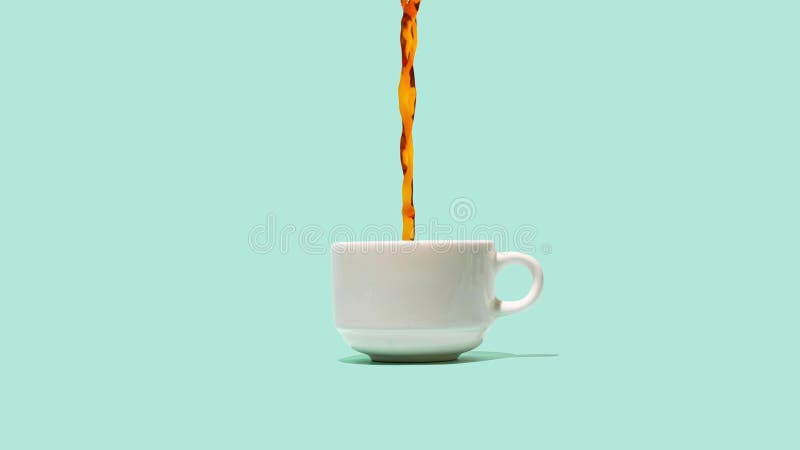 咖啡流入杯和杯库视频的小型企业概念喷 皇族释放例证