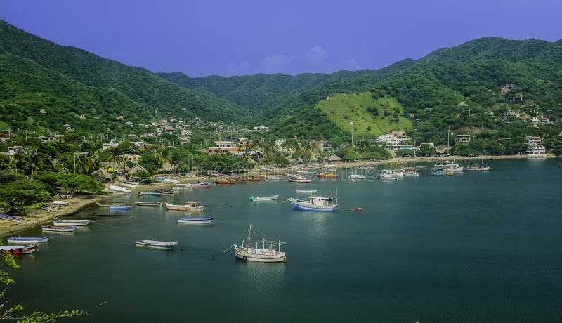 哥伦比亚, taganga 图库摄影