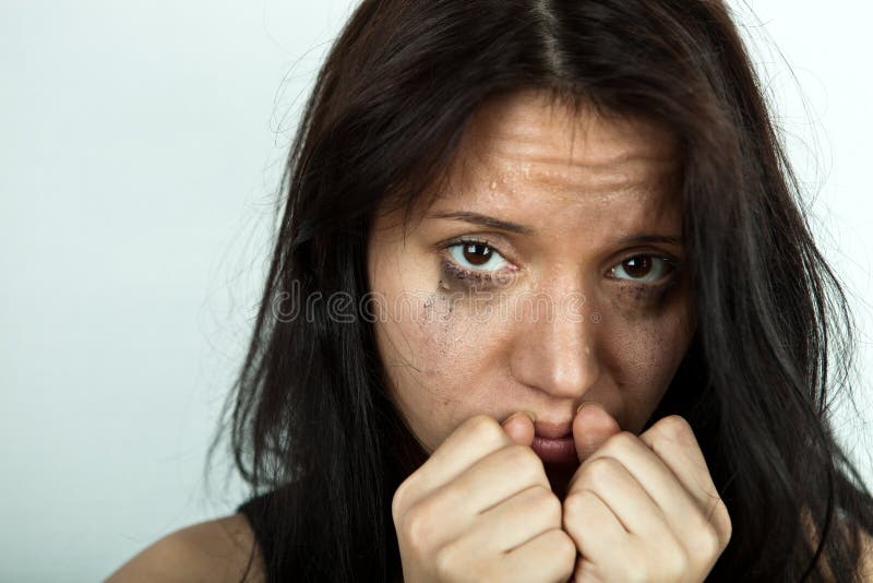 Portrait of crying young woman. Portrait of crying young woman