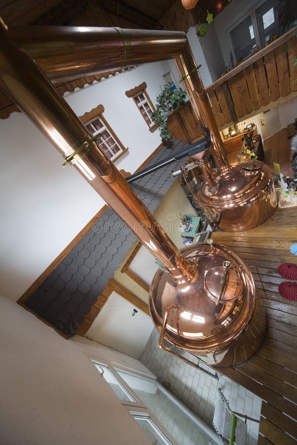 Big brew kettle of copper in a brewery. Big brew kettle of copper in a brewery