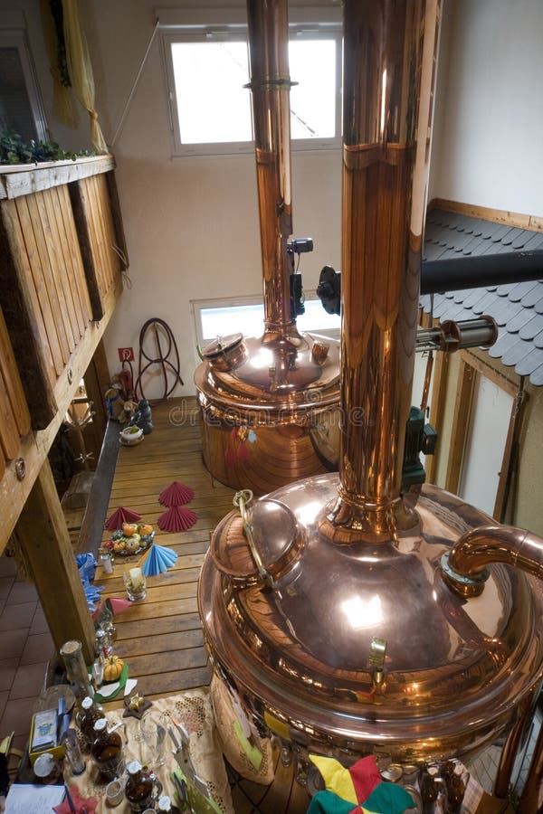 Big brew kettle of copper in a brewery. Big brew kettle of copper in a brewery