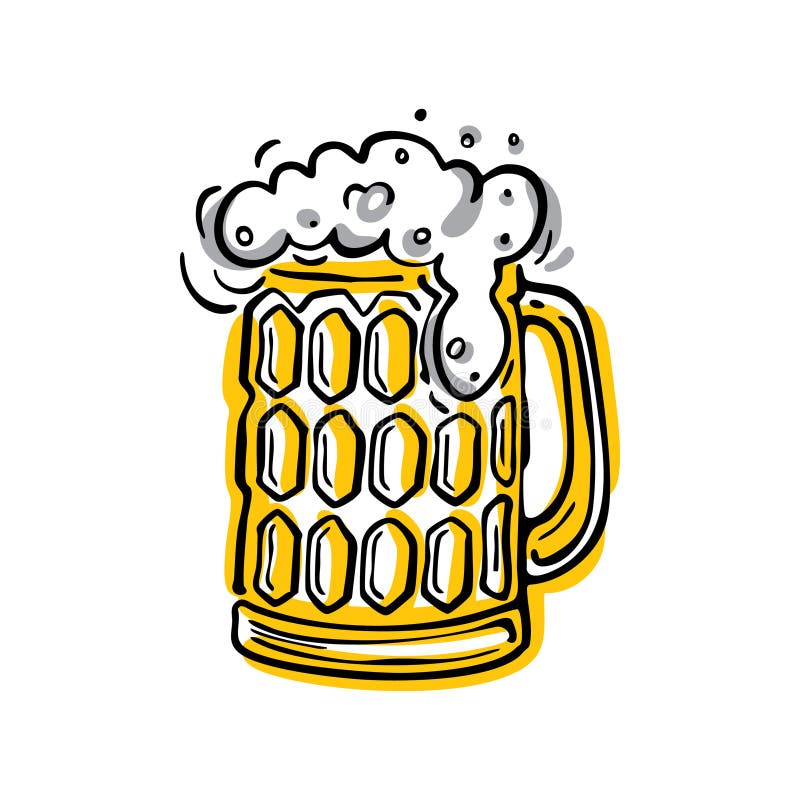 啤酒杯. 啤酒节标志的手绘涂鸦. 爱尔兰文化喜庆. 矢量图 库存例证