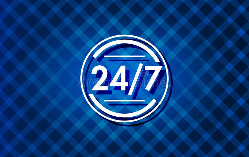 24/7图标摘要设计织物蓝背底纺织品概念 库存例证 24/7图标摘要设计织物蓝背底纺织品概念 库存例证