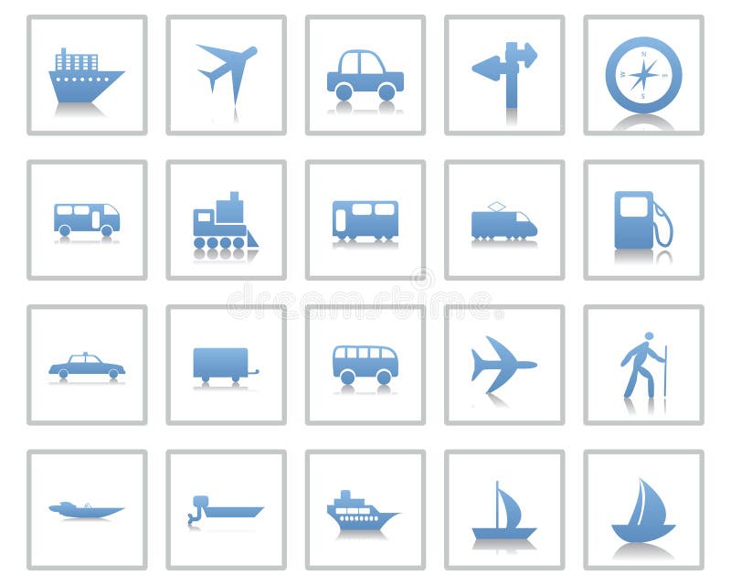 Transportation set of different vector web icons. Transportation set of different vector web icons