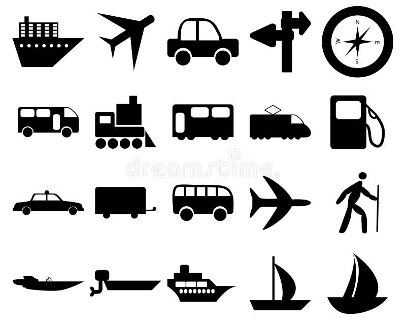 Transportation set of different vector web icons. Transportation set of different vector web icons