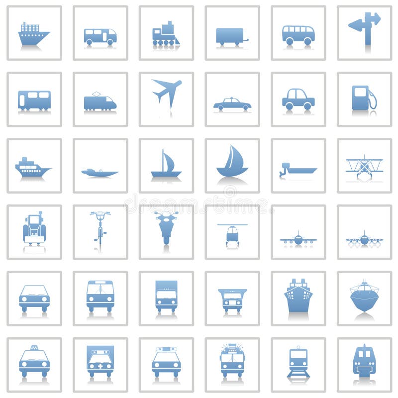 Transportation set of different vector web icons. Transportation set of different vector web icons