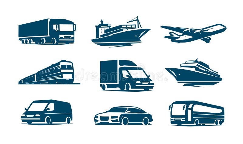 Transport icon set. Transportation symbol. Vector illustration isolated on white background. Transport icon set. Transportation symbol. Vector illustration isolated on white background