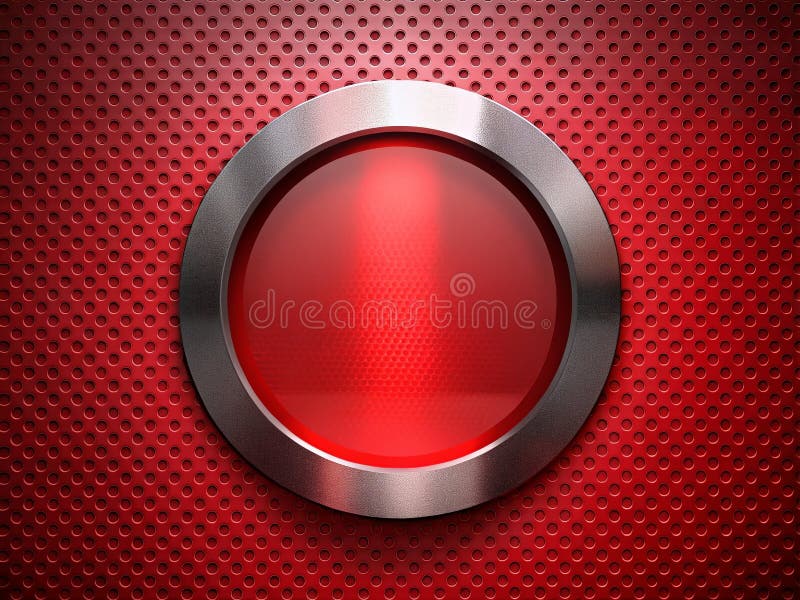 圆形红钢板中心孔三维渲染的抽象工业设计 皇族释放例证