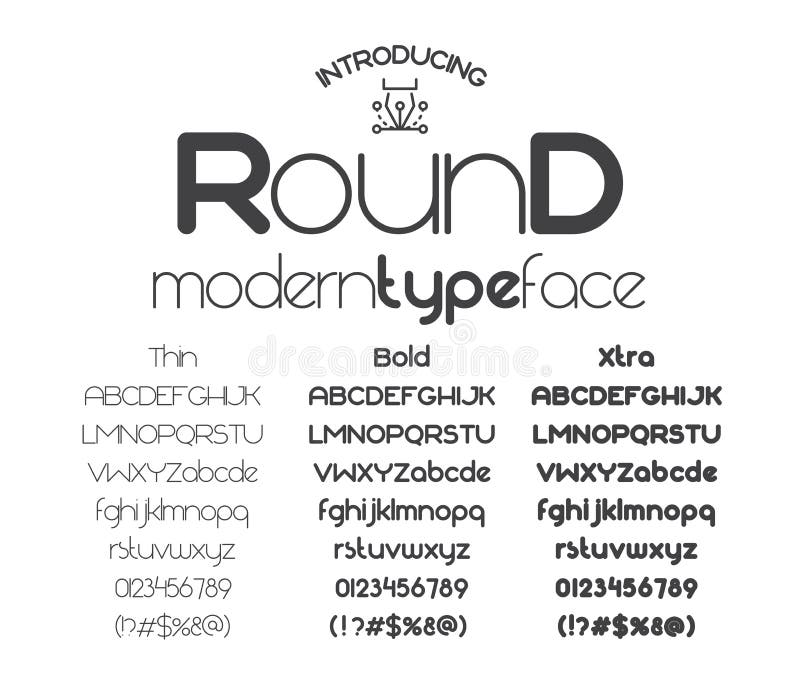圆现代minimalistic Sans Serif的字体 向量例证 圆现代minimalistic Sans Serif的字体 向量例证