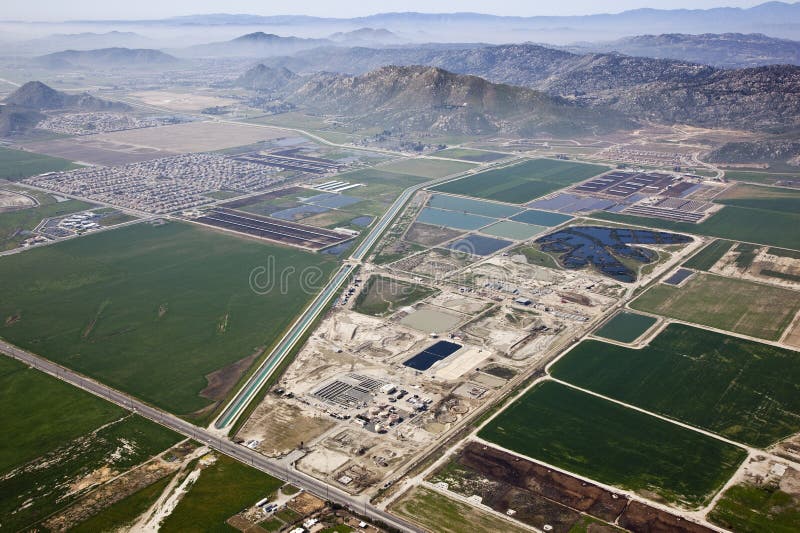 Aerial view of a treatment plant in Southern California. Aerial view of a treatment plant in Southern California