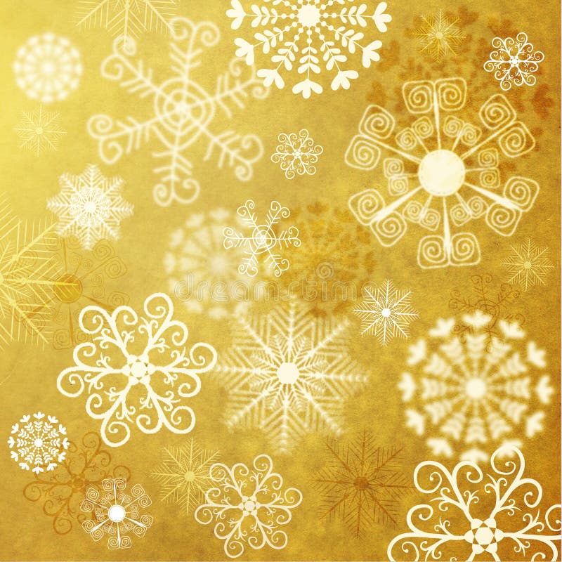 Old yellow christmas paper with stylization lacy snowflakes. Old yellow christmas paper with stylization lacy snowflakes