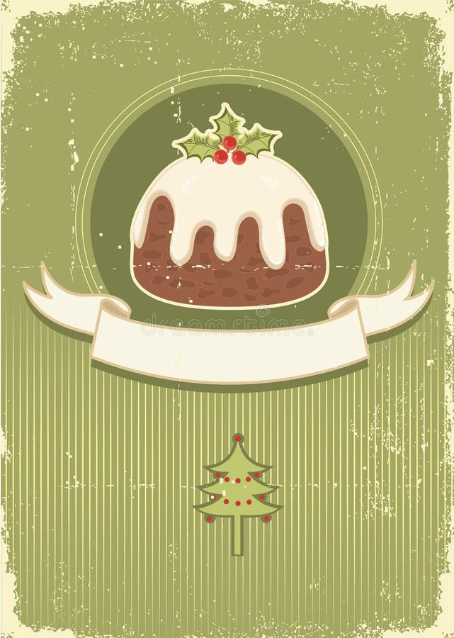 Vintage christmas pudding on old paper texture for design. Vintage christmas pudding on old paper texture for design