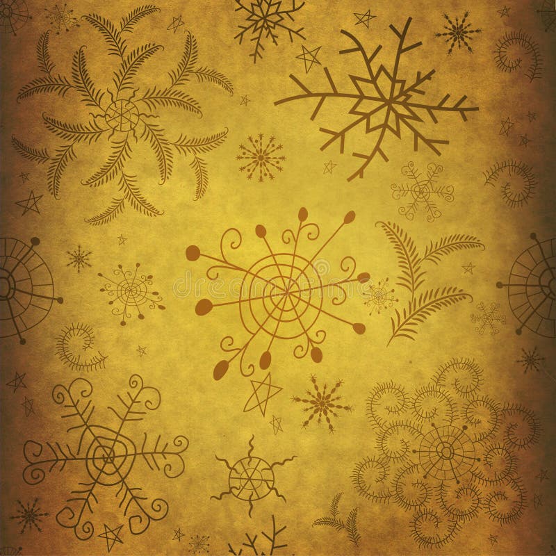 Old yellow christmas paper with snowflakes. Old yellow christmas paper with snowflakes